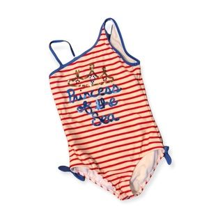 Girl’s one piece swimsuit Red & White Striped